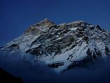 7 19 Makalu Last Rays Of Sun Hit The Summit From Makalu Base Camp South The last ray at sunset burns just the Makalu summit with the enormous Makalu Southwest Face below, seen from Makalu Base Camp South (4850m).